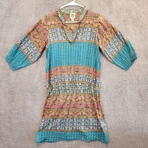 Ivy Jane Shift Dress Womens sz S Small Boho Beaded Collar Short Mini Boho